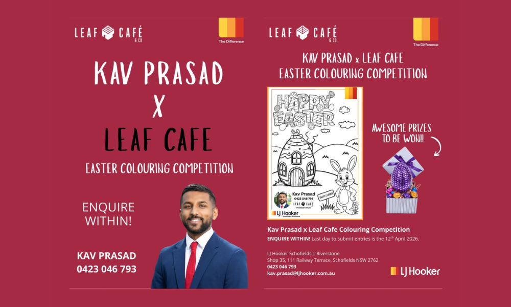Easter Colouring Competition - Kav Prasad x Leaf Cafe